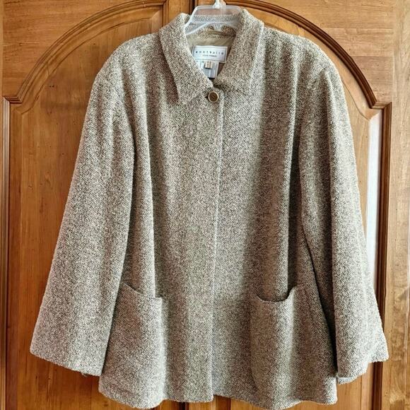 Louis Feraud Contraire wool silk angora tweed cape swing coat jacket plus sz 16 - Picture 6 of 16